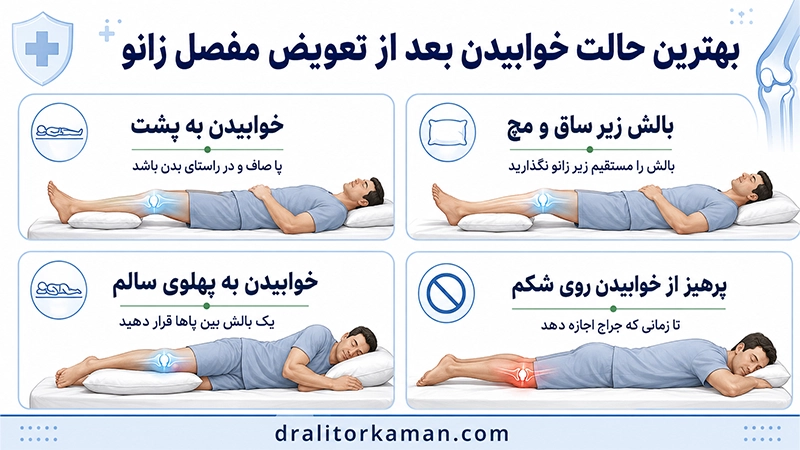 خوابیدن بعد از تعویض مفصل زانو